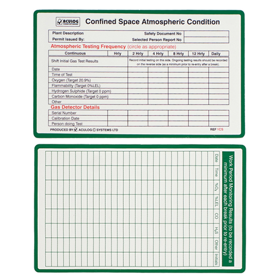 confined space safety card